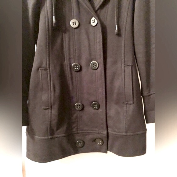ESPRIT FITTED BLACK PEA-COAT STYLE HOODED JACKET - Picture 10 of 16